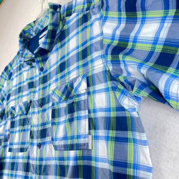 NWOT COLUMBIA Mens XXL Blue Plaid Omni Shield Vented Short Sleeve Fishing Shirt - Picture 3 of 11